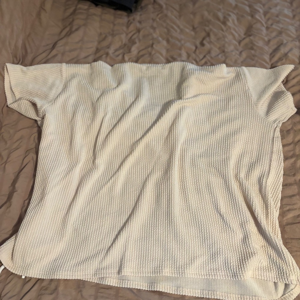 Zenana Cream Popcorn Textured Knit Lounge Set Top & Shorts L beige comfy fall - Picture 8 of 8